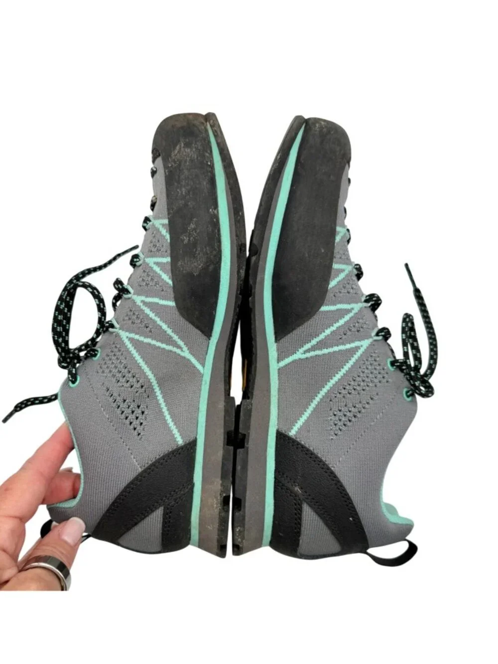 Women's Gray and Teal Lace-Up Casual Sneakers